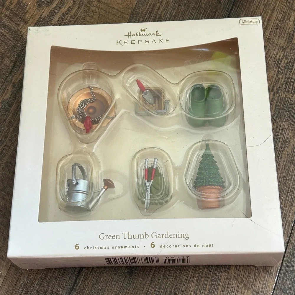 Hallmark Keepsake Green Thumb Gardening 6 Miniature Ornaments Metal 2007 QXM8137